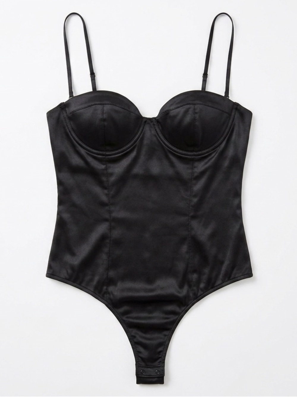 Zara Black Satin Bustier Bodysuit Corset Underwire Strappy Medium